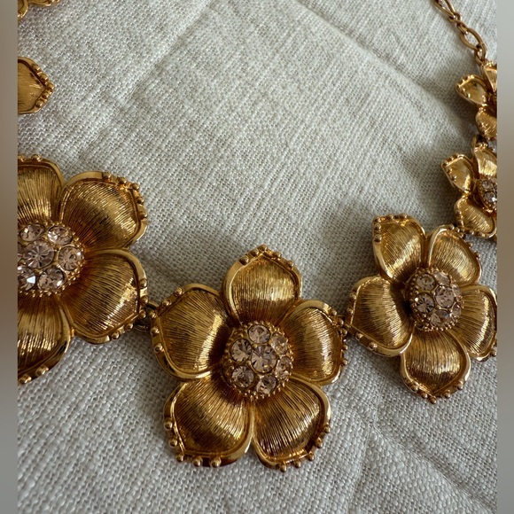 kate spade Gold Floral Necklace with rhinestone Accents - Picture 3 of 3